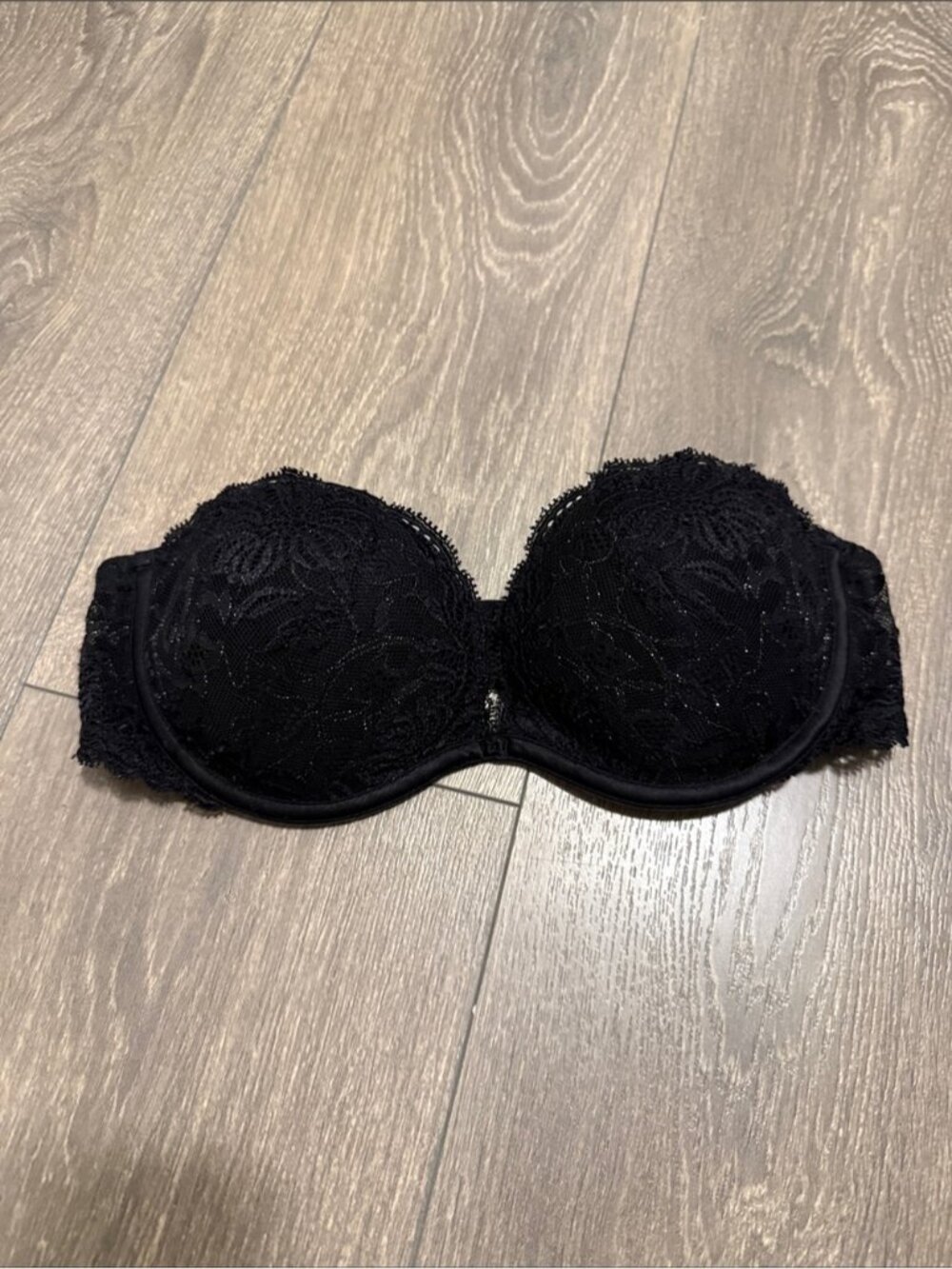 Y2K La Senza Women’s Black Lace Strapless Push up Bra Size C32 wedding intimates